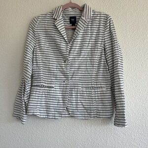 Gap Blue Stripe Blazer Women's Size US 2 Bottoms Faux Pockets